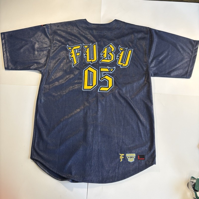 FUBU 05 Baseball Jersey Mens Size L Blue Y2K Baggy Classic Collection 1992 gallery