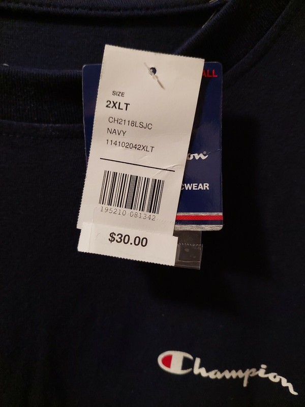REMARKABLE LS PULL OVER SHIRT BY CHAMPION NAVY BLUE W INSIGNIA S 36 IN. L 37 IN. gallery