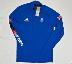 Adidas Winter Olympic Tech Fleece Blue Team GB 1/2 Zip Shirt Mens Womens XS-XL