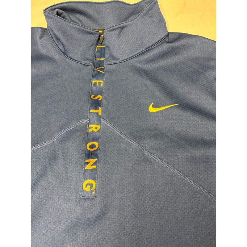 Nike Dri Fit Live Strong Quarter Zip Pullover Sweatshirt XL Navy Yellow Athletic gallery