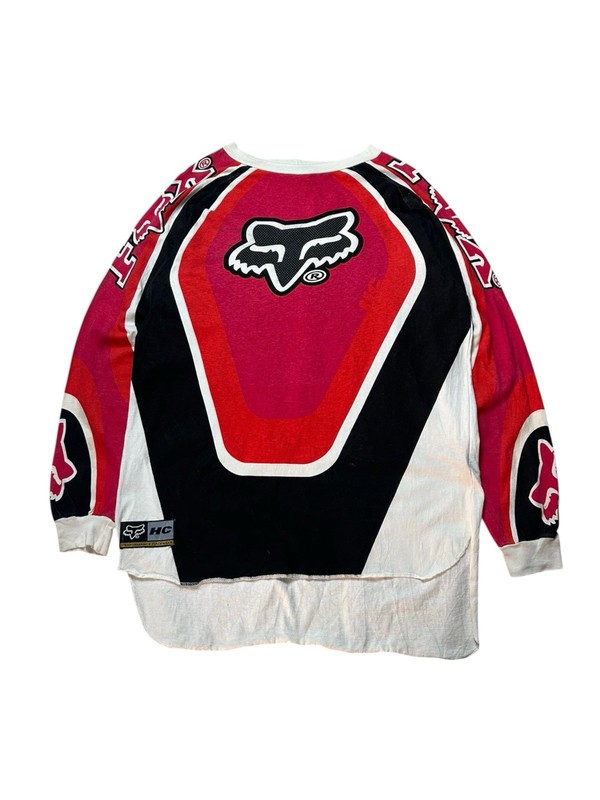 Vintage Fox Racing HC Motocross Jersey Red Black Long Sleeve Cotton Size Large gallery