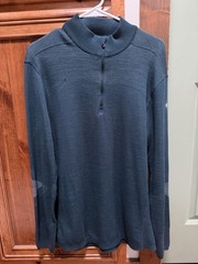 Smartwool Men’s L Blue Quarter Zip Mock Neck Wool Knit Pullover Stretch Logo