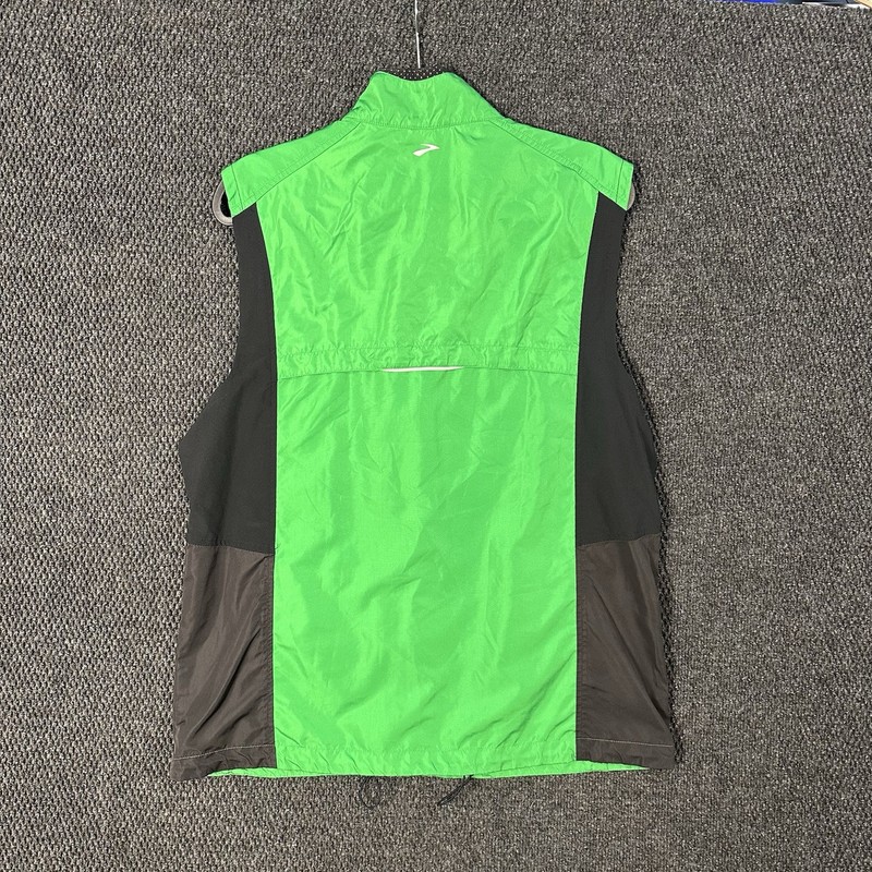 Brooks Shelter Technology Running Vest Mens L Green Full Zip Reflective Vented gallery