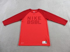 Nike Shirt Men Small Red Raglan Legend BSBL Baseball 3/4 Sleeve Crewneck Drifit