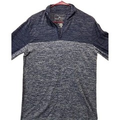 Marc Anthony Mens M Slim Navy Blue Gray Pullover 1/4 Zip Long Sleeve Thermal
