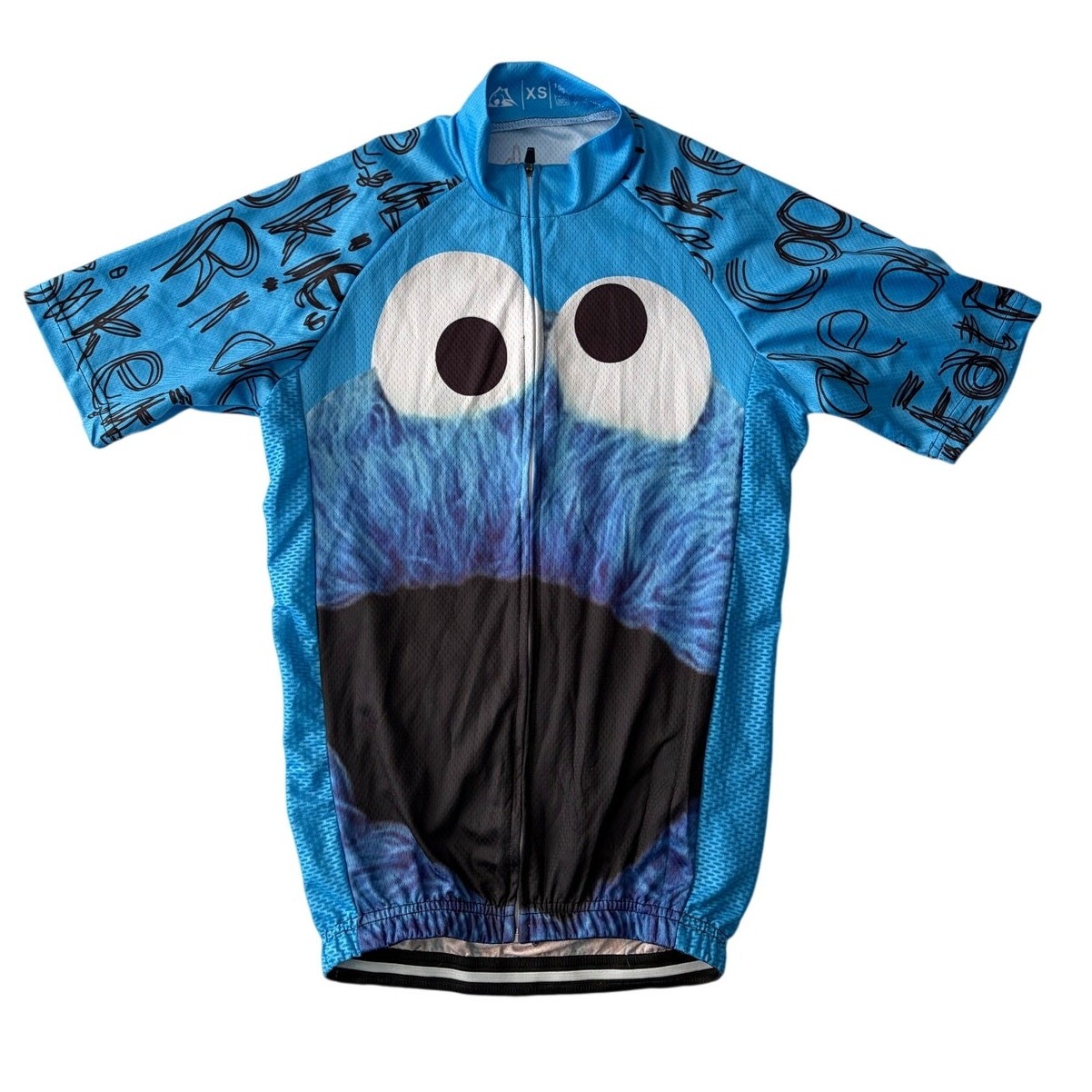 Sesame Street Cycling Cookie Monster Blue Biking Bike Shirt Size XS gallery