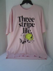 NEW MENS ADIDAS PINK “THREE STRIPE LIFE” SHIRT SIZE 2XL NEW WITH TAGS
