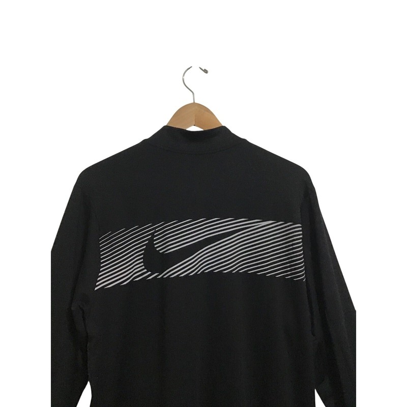 Nike 1/4 Zip Running Top Mens Medium Black Dri-FIT FB8558-010 Reflective Graphic gallery
