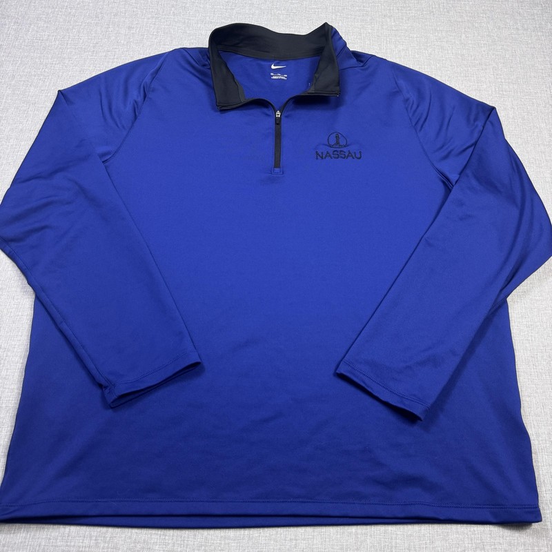 Nike Nassau 1/4 Zip Golf Pullover Mens 2XL Blue Stand-Up Collar Long Sleeve gallery