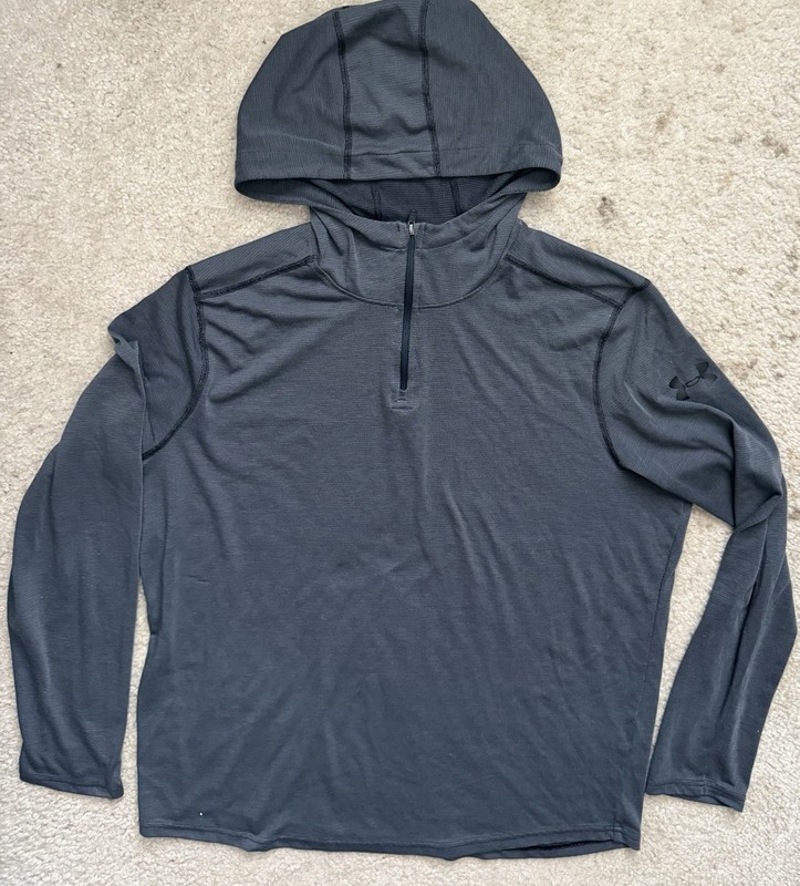 3 Lot Under Armour Threadborne Mens L Hood Shirt Project Rock Shorts Fossil Bag gallery