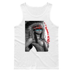 Native America Girl Mens Unisex Tank top Indian Heritage Chief Headdress Feather