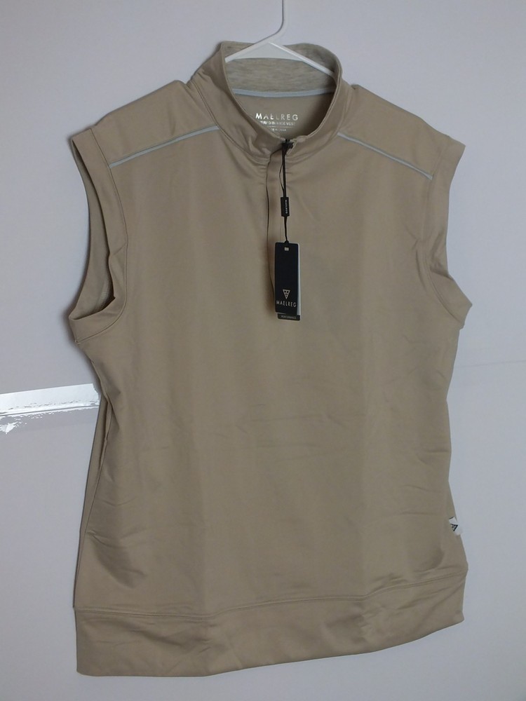 Maelreg performance pullover Vest, 1/4 Zip, Taupe, Men's Size Medium, Polyester