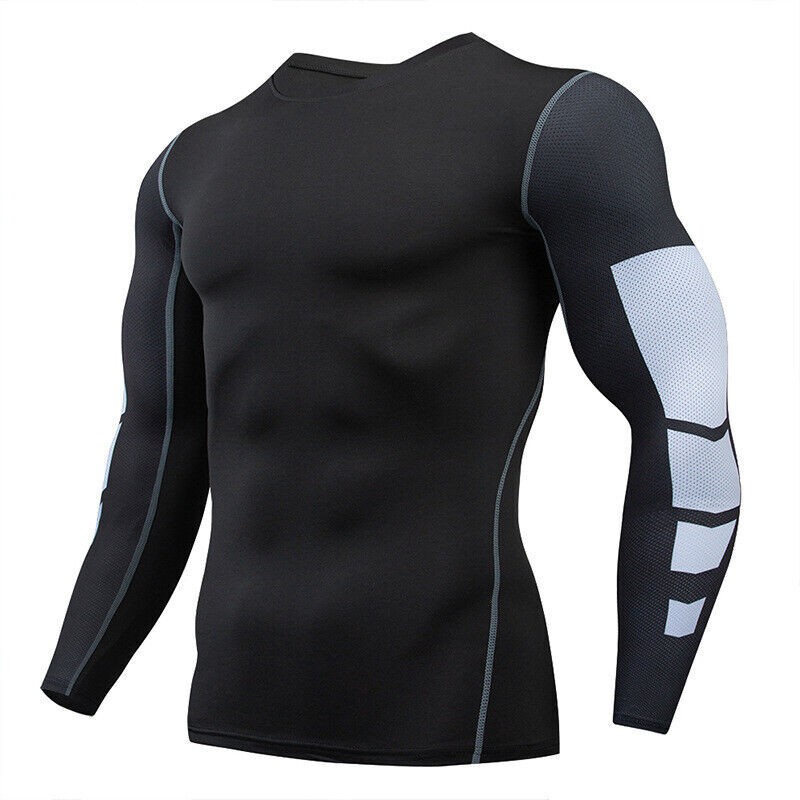 Mens Long Sleeve Compression Base-layer Shirts Fitness Sports Quick Dry T-Shirts gallery