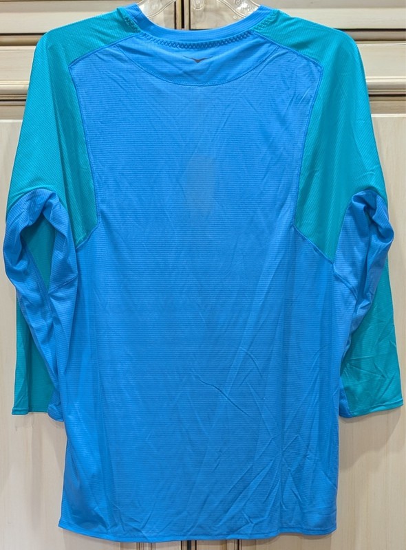 NEW Men's Size Medium Hoka One Glide 3/4 Sleeve Running Shirt Blue/Green 1123726 gallery