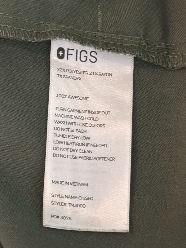 FIGS Technical Collection Olive Green V-Neck Scrub Top Small Mens Medical EUC gallery