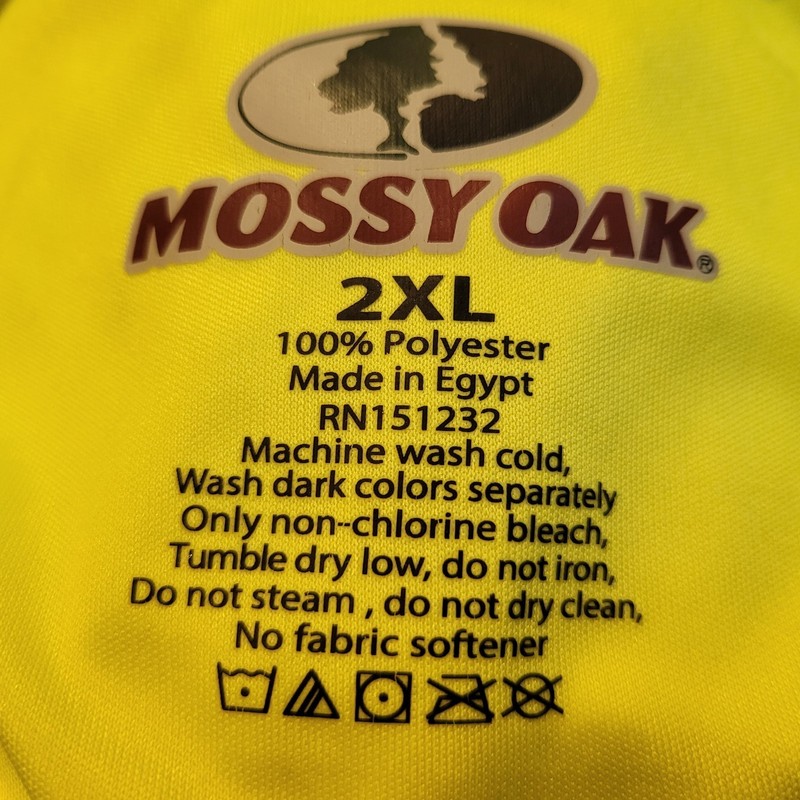 Mossy Oak Men's 2XL Performance Workout Long Sleeve Shirt. Neon Yellow gallery