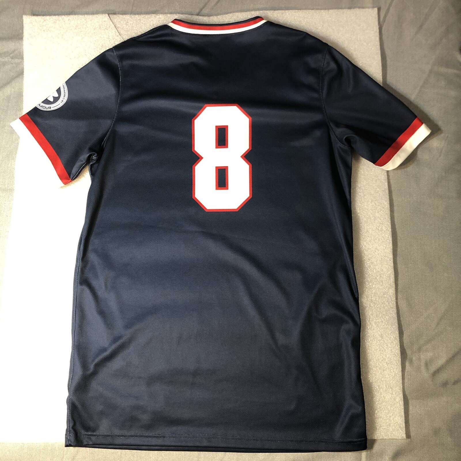 Under Armour Shirt Mens Small Navy Blue Team Tech Tee Athletic Baseball #8 gallery