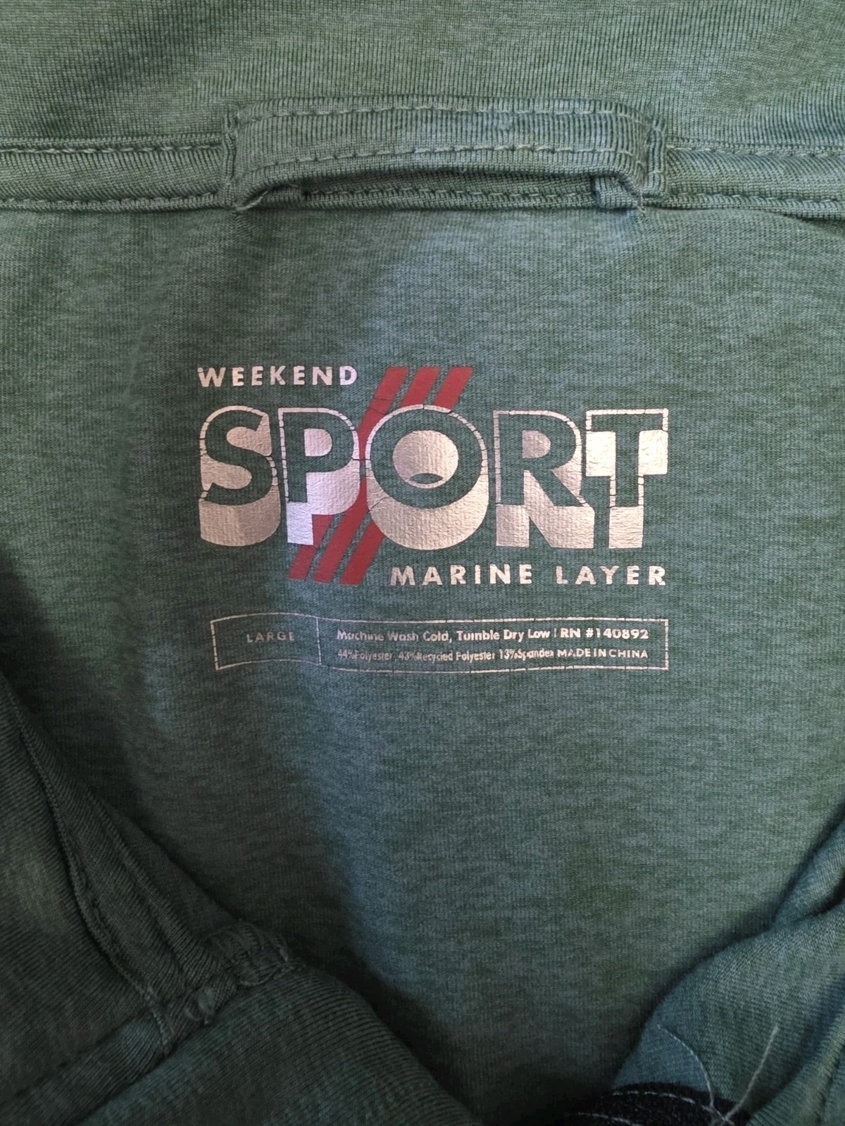 Marine Layer 1/4 Zip Men Large Heather Green Weekend Sport Performance Pullover gallery