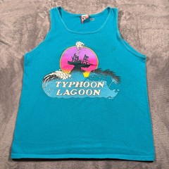 Vintage 90s Disney Designs Typhoon Lagoon T-Shirt Mens Large Cyan Blue Cotton