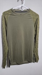 Nike Pro Men’s S Green Geometric Compression Long Sleeve Raglan Crew Neck Shirt