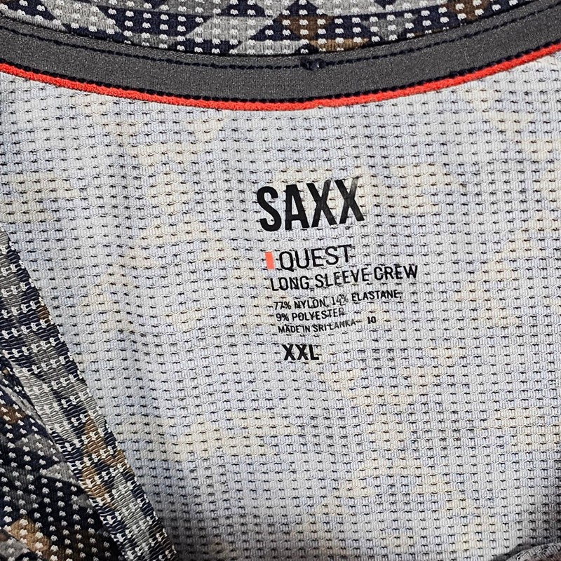 SAXX Long Sleeve Shirt Men XXL Quest Geometric Mesh Performance Base Layer gallery