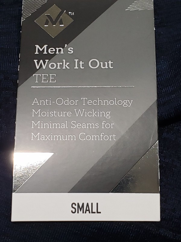 Member's Mark Men Work It Out Tee Blue Cove Camo ~ Wicking~ Anti Odor ~ Small gallery
