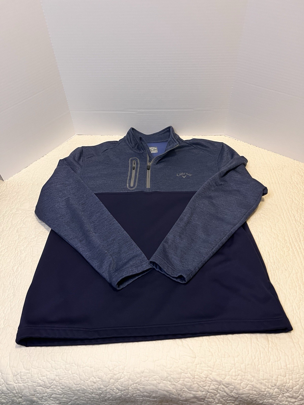 Callaway Mens XL 1/4 Zip Pullover Golf Jacket Blue Performance Stretch Shirt gallery