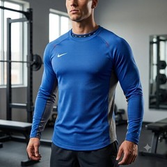 Nike Dri Fit Pregame Top Mens XL Blue Logo Warmup Pullover Training Sweatshirt