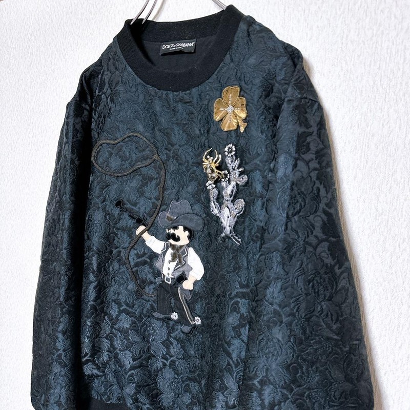 DOLCE & GABBANA 3D Cowboy Lasso Embroidery Floral Jacquard Sweatshirt Italy 48 gallery