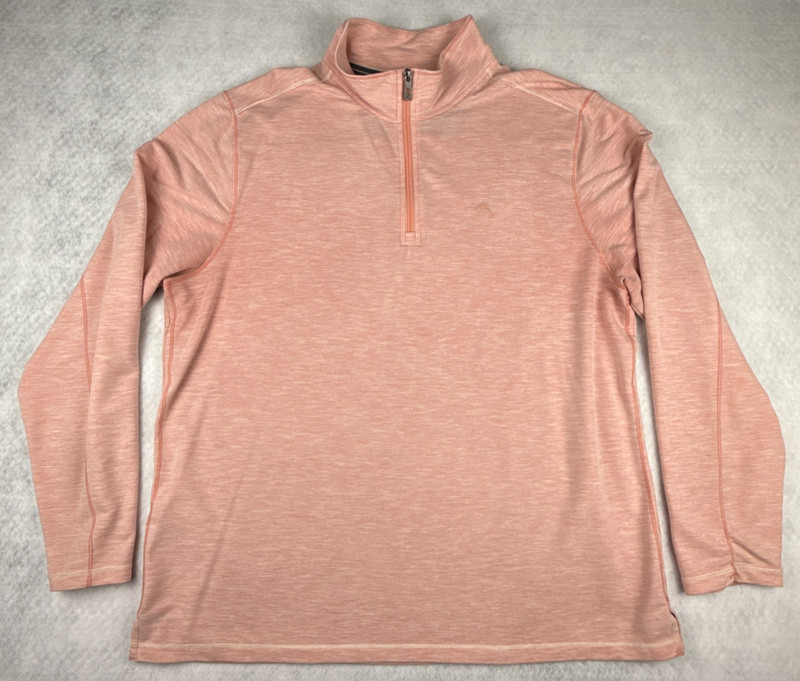 Tommy Bahama Mens XL Pink Quarter Zip Lightweight Performance Pullover gallery