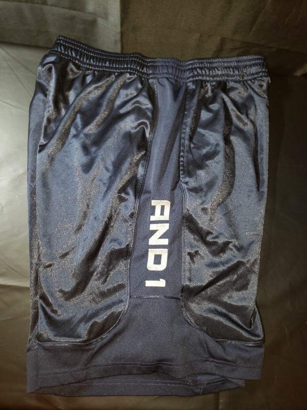 VINTAGE Y2K AND 1 BLUE BASKETBALL ELASTIC WAIST PAIR OF 2 SHORTS MEN'S XL gallery