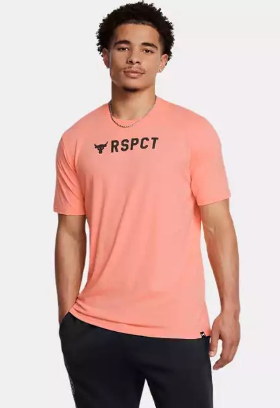 Under Armour Men's Project Rock Respect Short Sleeve T Shirt, (896) Aero Orange gallery