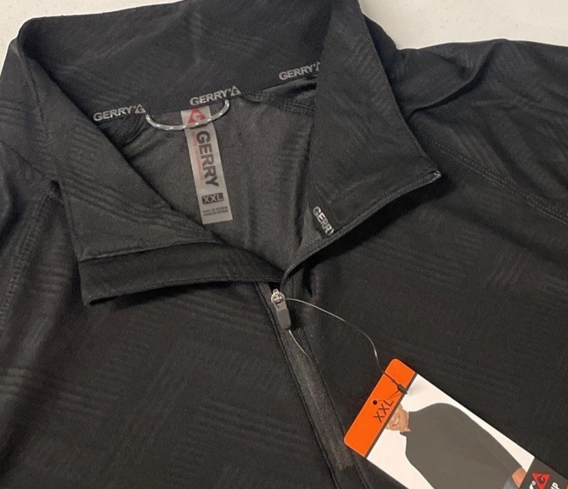 GERRY Mens Active Quarter Zip Regular Fit Pullover Shirt XXL Wicking BLACK NWT gallery