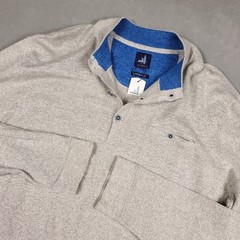 Johnnie-O Thermal Shirt Mens Large Grey L/Sleeve Heather Ash Gray Cotton Linen