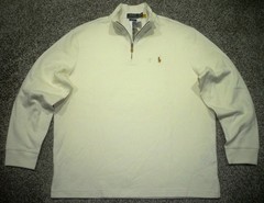 NWT Men’s POLO RALPH LAUREN Estate Rib 1/4 Zip Pullover XL CREAM w/Horse