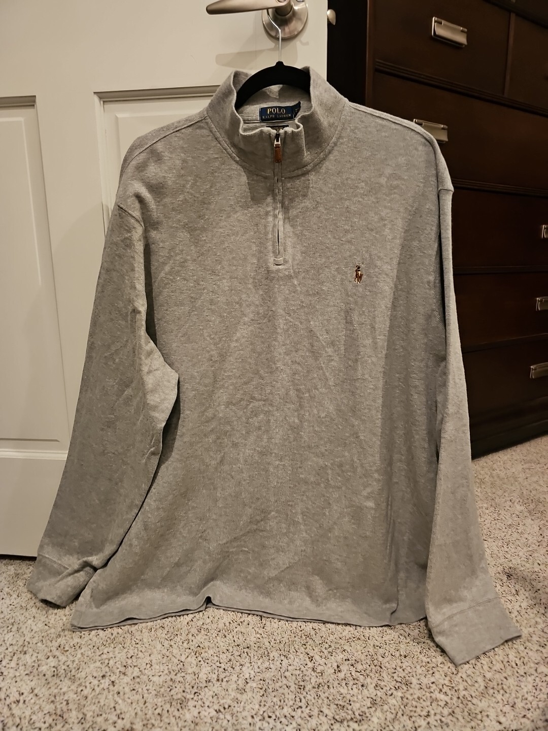 POLO RALPH LAUREN ATHLETIC PULLOVER SHIRT MEN XXL GRAY 1/4 ZIP L/S ESTATE RIB gallery