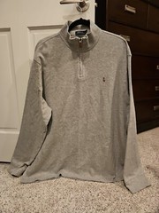 POLO RALPH LAUREN ATHLETIC PULLOVER SHIRT MEN XXL GRAY 1/4 ZIP L/S ESTATE RIB