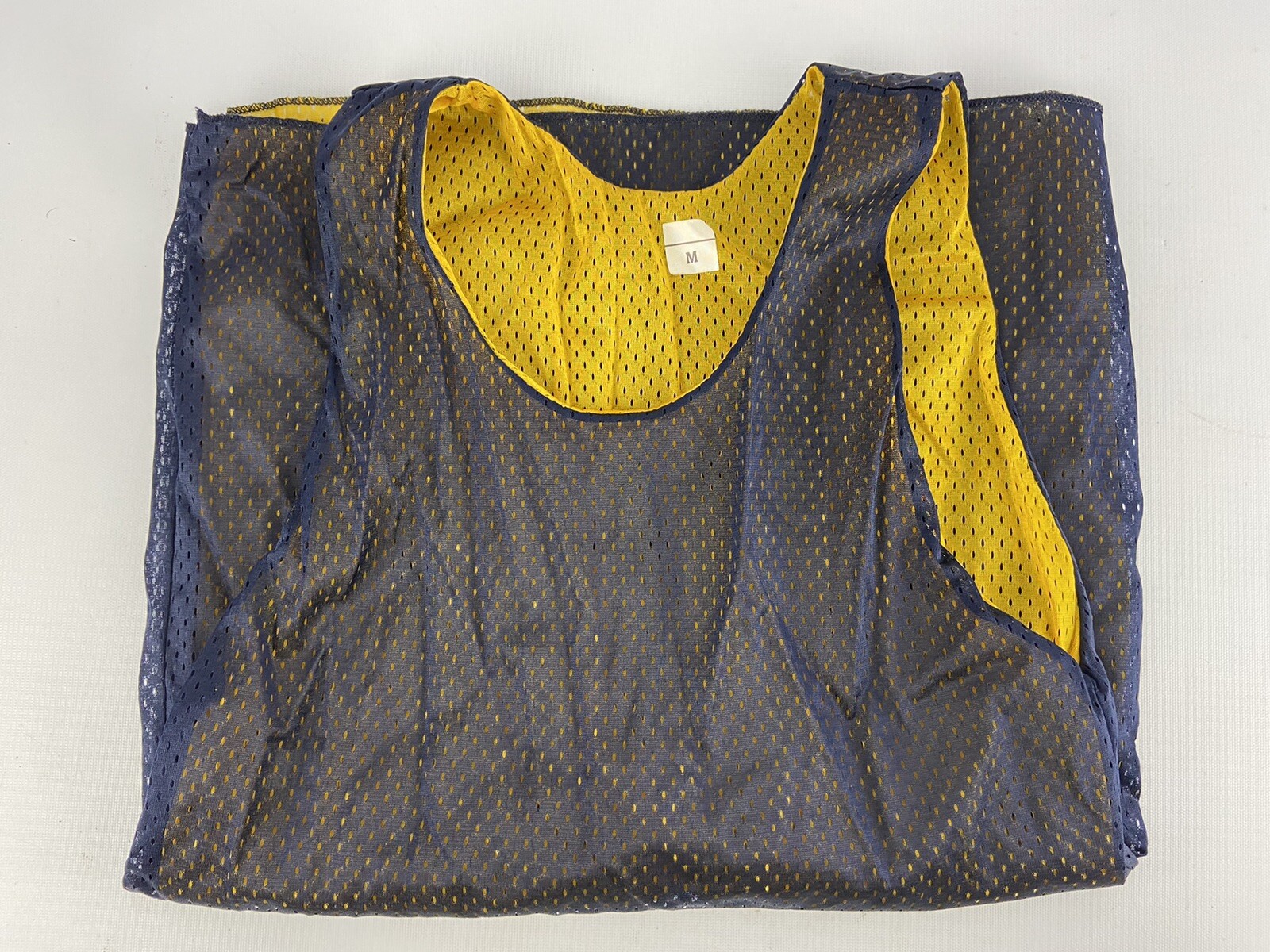 Vintage Sand-Knit MacGregor Reversible Mesh Tank Top Medium Navy Blue Yellow NOS gallery