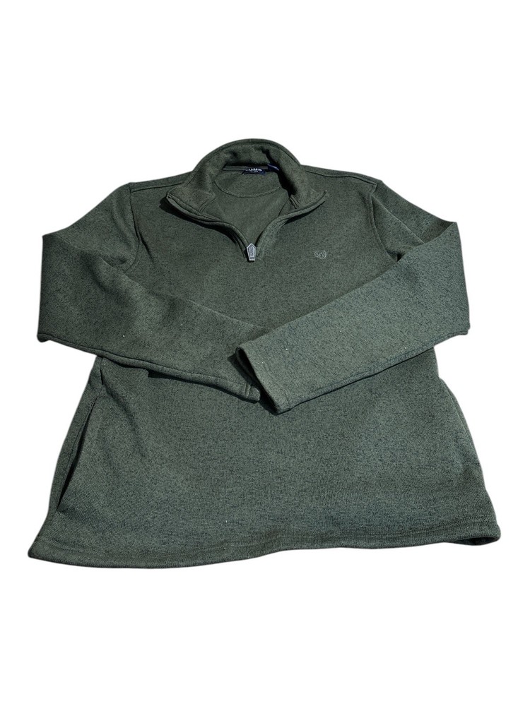 Chaps Men Green Long Sleeve 1/4 Zip Pullover Sweat Shirt Size Medium