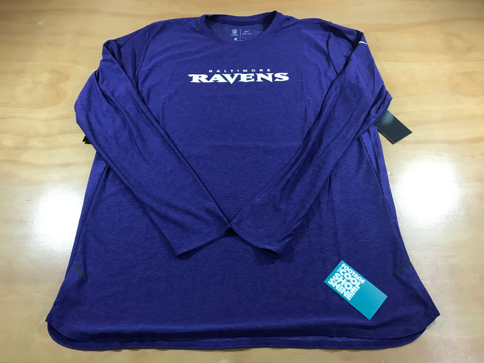 NIKE NFL ON-FIELD BASELAYER LS DRI-FIT TOP BALTIMORE RAVENS PURPLE L NWT gallery
