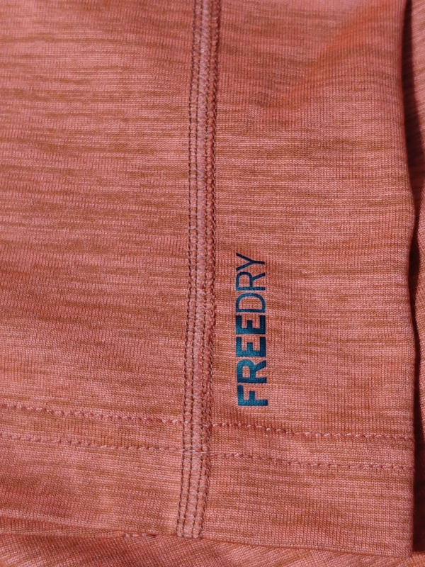 Eddie Bauer FreeDry Motion Tee Shirt Mens L Orange Logo Athletic Stretch Active gallery