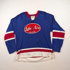Vintage 60s Chain Stitched Durene Lake Aire Duluth Hockey Jersey Blue Red