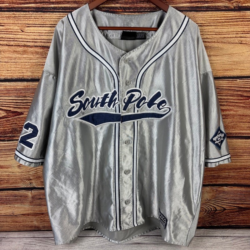 Vintage Y2k Southpole Silver Spell Out Baseball Jersey size Men's 3XL gallery