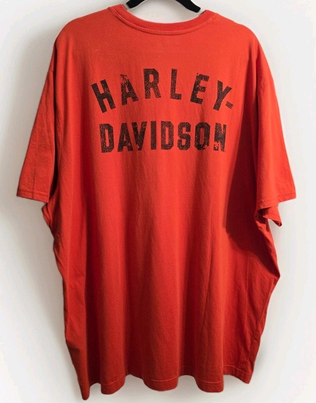 Harley Davidson Road Captain Eagle Logo TShirt Top Orange Mens Sz XXXL 3XL *FLAW gallery