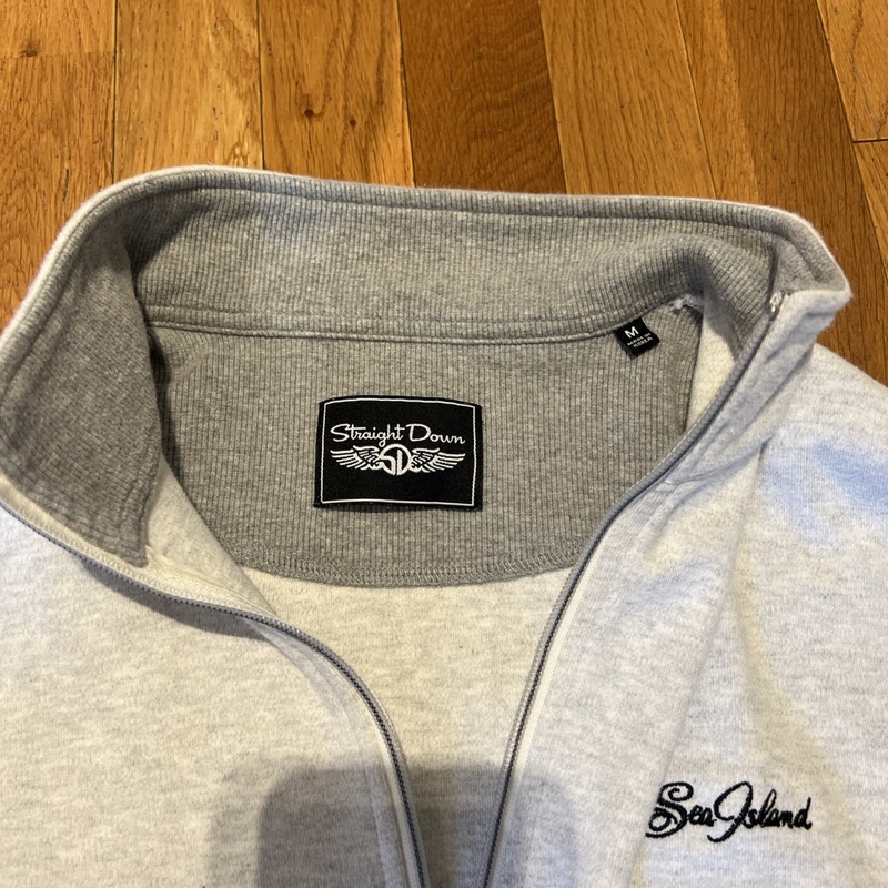 Straight Down 1/4 Zip Pullover Sea Island Golf Mens Medium Light Grey Cotton gallery