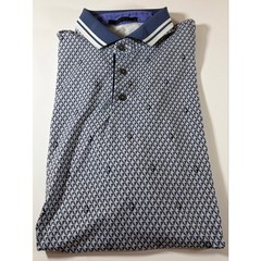 Greyson Men’s Large Blue Geometric Golf Polo Shirt Performance Stretch