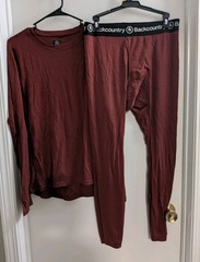 Backcountry Merino Wool Baselayer Top and Bottom Set Mens Medium Red Maroon