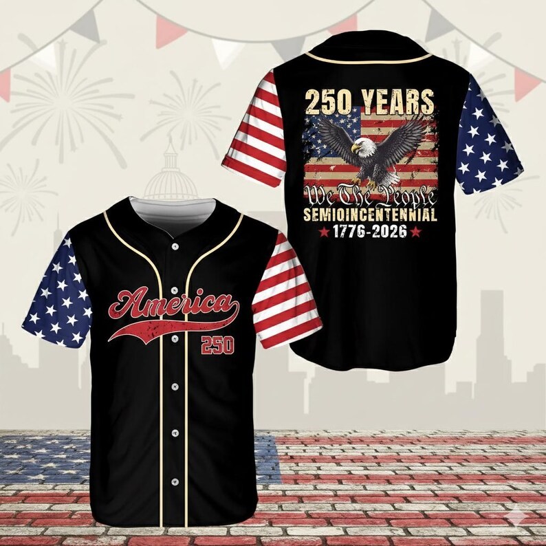 America 250th Anniversary Baseball Jersey USA Patriotic Fan gallery