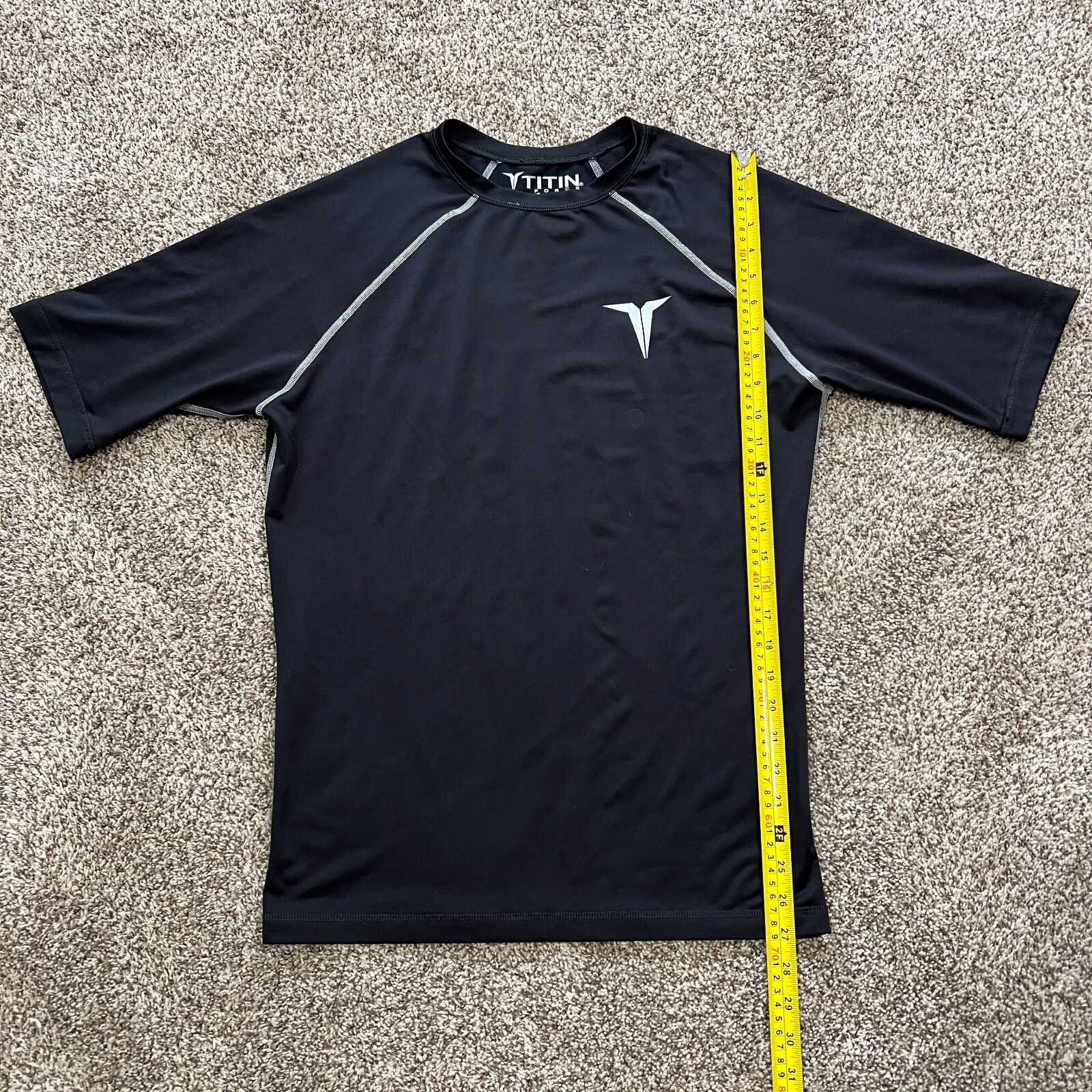 TITIN Force Men's Compression Black T-Shirt XL Gym Athletic FLAW: Stitching gallery