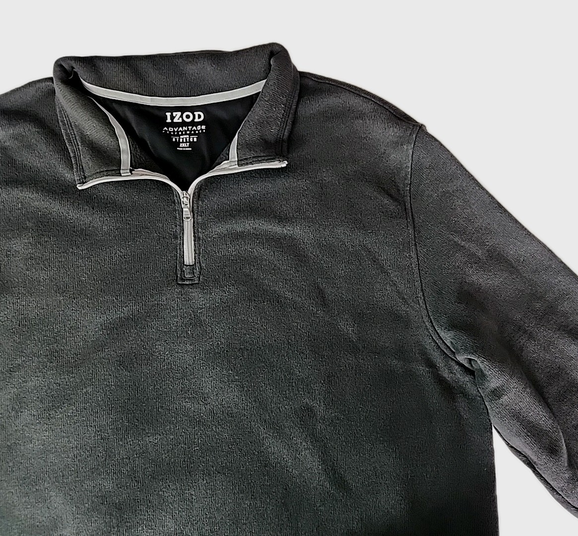 Izod Men's 2XLT Performance Advantage Polo Pullover Dk Gray 1/4-Zip Long Sleeve gallery